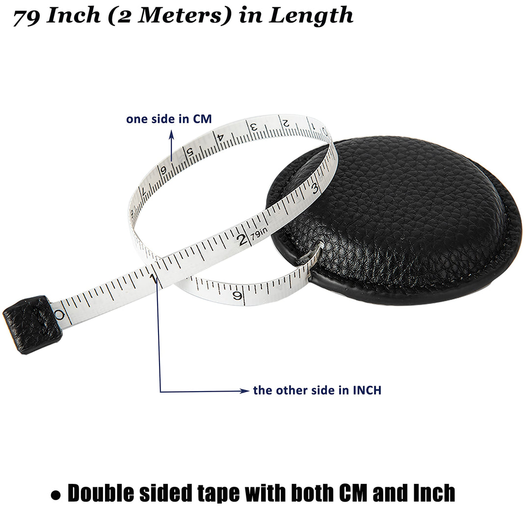 Sewing Tape Measure, Medical Body Cloth Tailor Craft Dieting Measuring Tape, 60 Inch/1.5M Dual Sided Retractable Ruler with Push Button Round(1 Pack, Black)