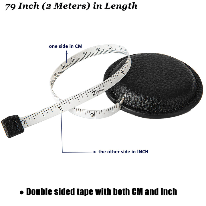 Sewing Tape Measure, Medical Body Cloth Tailor Craft Dieting Measuring Tape, 60 Inch/1.5M Dual Sided Retractable Ruler with Push Button Round(1 Pack, Black)