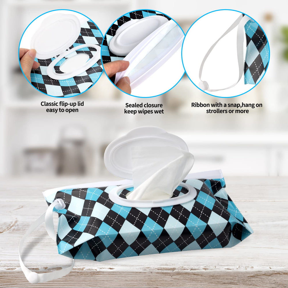 Baby Wipe Dispenser,Refillable Wipes Holder,Baby Wipes Container,Portable Wipes Dispenser Travel,Reusable Travel Wet Wipe Pouch (2PACK)
