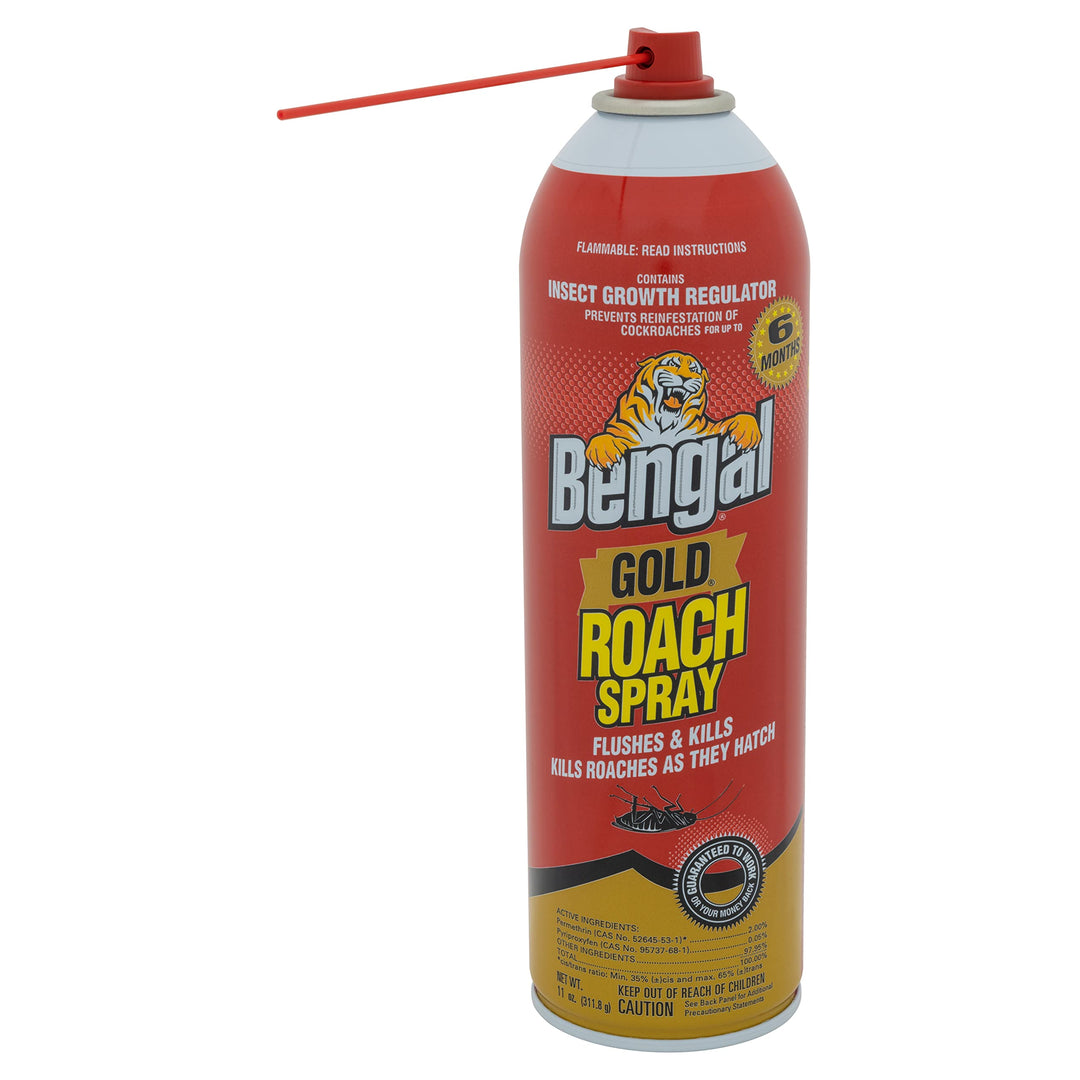 Gold Roach Spray, Odorless Stain-Free Dry Aerosol Killer Spray with Insect Growth Regulator, 11 Oz. Aerosol Can