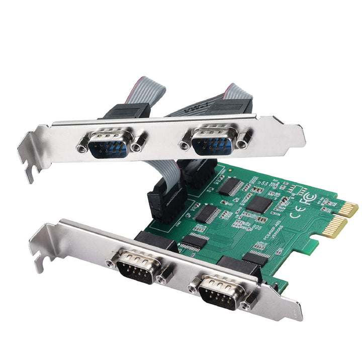 PCI-Express PCIe Expansion Card - 1X Serial COM interfaces - COM Port RS232 Interface - Adapter Converter Card, RS-232 Module with 4 Connections, 18-pin