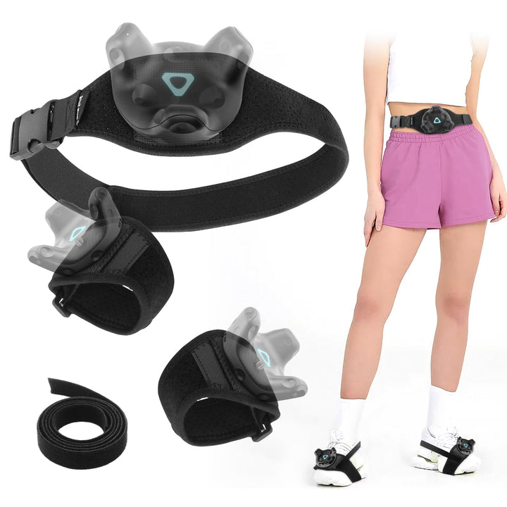 Tracker Straps and Belt, Foot Trackerstrap for HTC Vive Tracker, Full Body Tracking, Adjustable, Structure and Material Upgrade, 1TrackBelt+2 TrackStraps+1 Ankle Strap