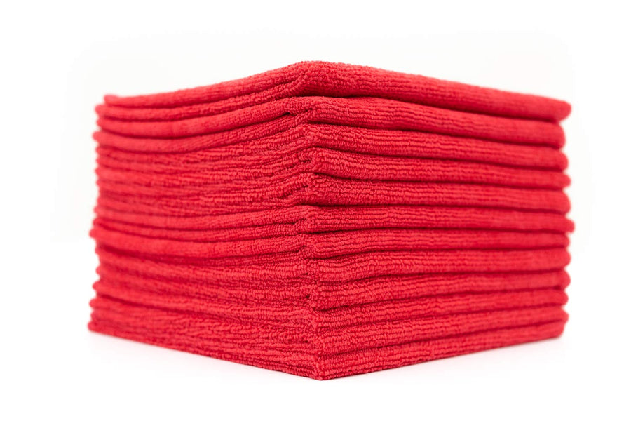 (12-Pack) **SPECIAL SALE** 16 x 16 Professional Grade All-Purpose Microfiber Cleaning Towel - THE RAG COMPANY (Red)