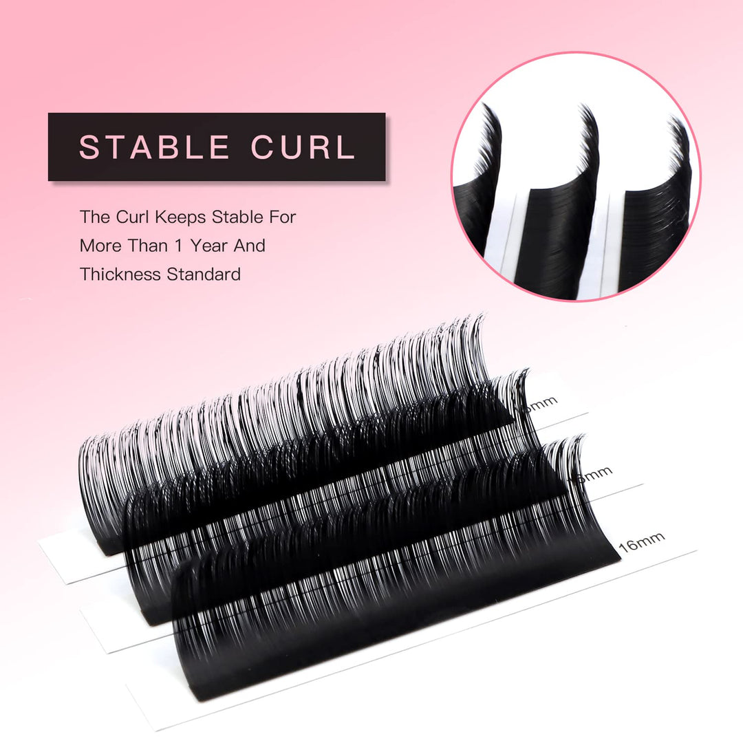 Premium D Curl 0.18mm Thickness Semi Permanent Individual Eyelash Extensions Silk Classic Lashes Professional Salon Use Mixed 14-19mm Length In One Tray (D-0.18,14-19mm)