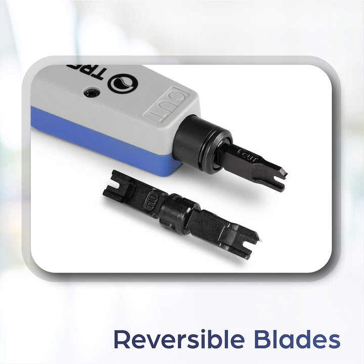 Punch Down Tool With 110 And Krone Blade, Insert & Cut Terminations In One Operation, Precision Blades Are Interchangeable & Reversible, Network Punch Tool, Grey, TC-PDT,White