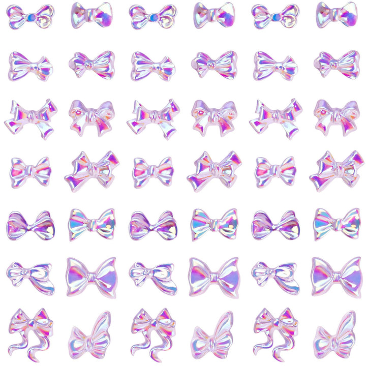 210pcs Bow Nail Decoration, 3D Nail Charm Decals Resin Crystal Stickers Accessories for Nail Art Design, DIY Jewels Supplies, Scrapbooking Craft (14 Styles, 15pcs/Design)