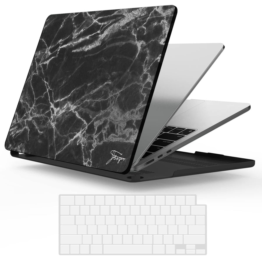 Compatible with New 2024 2023 2022 MacBook Air 13 inch M2 case, Model A2681, Plastic Hard Shell Case with Keyboard Cover for M2 Mac Air 13.6 in with Touch ID, Black Marble, MAT13-KK-BKMB+1