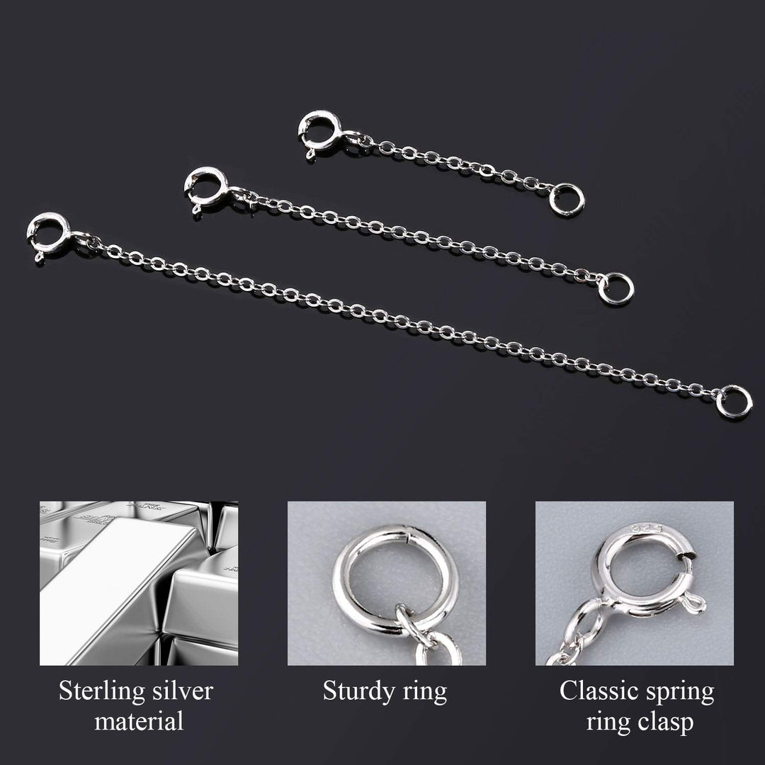 Neckalce Extenders White Gold Plated 925 Sterling Silver Chian Extension Necklace Bracelet Anklet Extenders Jewelry for Crfat(1 2 3 inch)