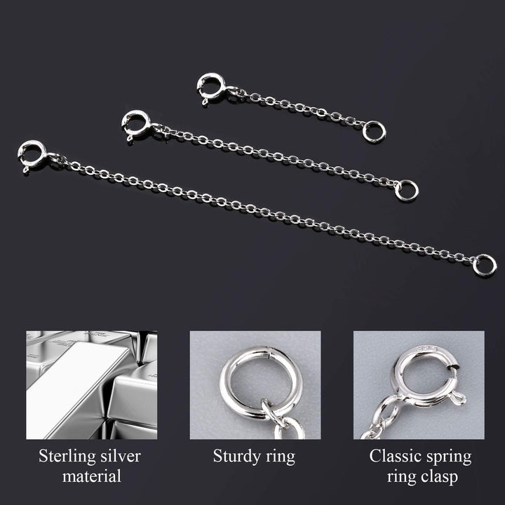 Neckalce Extenders White Gold Plated 925 Sterling Silver Chian Extension Necklace Bracelet Anklet Extenders Jewelry for Crfat(1 2 3 inch)