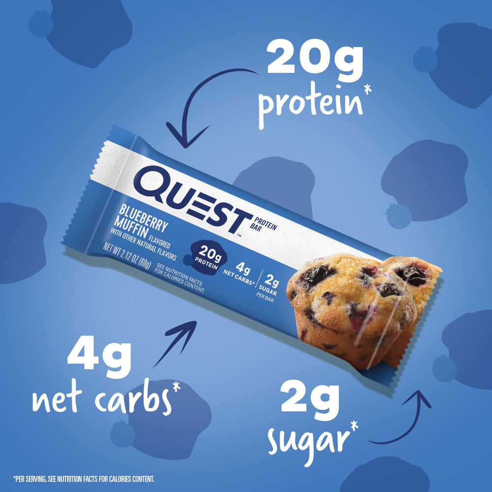 Blueberry Muffin Protein Bars, High Protein, Low Carb, Gluten Free, Keto Friendly, 12 Count (Pack of 1)