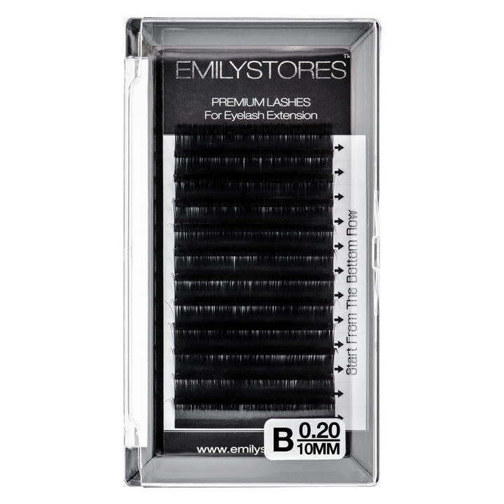 Eyelash Extensions 0.20mm Thickness B Curl Length 10mm Silk Mink Fake Eye Lashes In One Tray