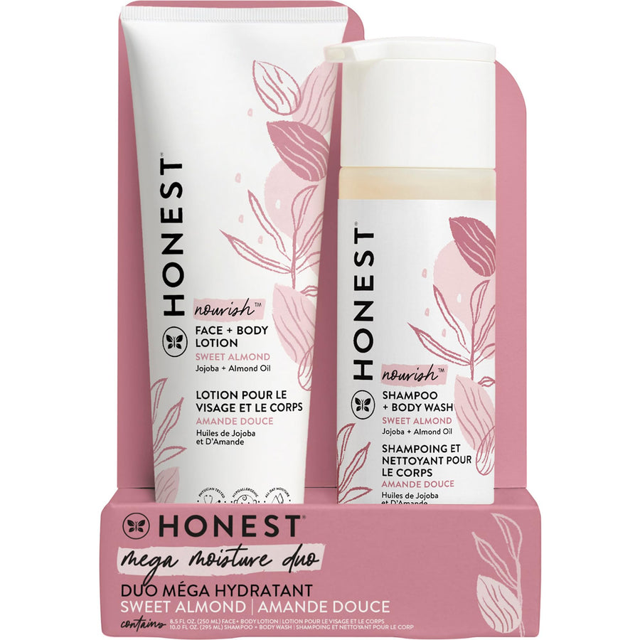 2-in-1 Cleansing Shampoo + Body Wash and Face + Body Lotion Bundle | Gentle for Baby | Naturally Derived | Sweet Almond Nourish, 18.5 fl oz