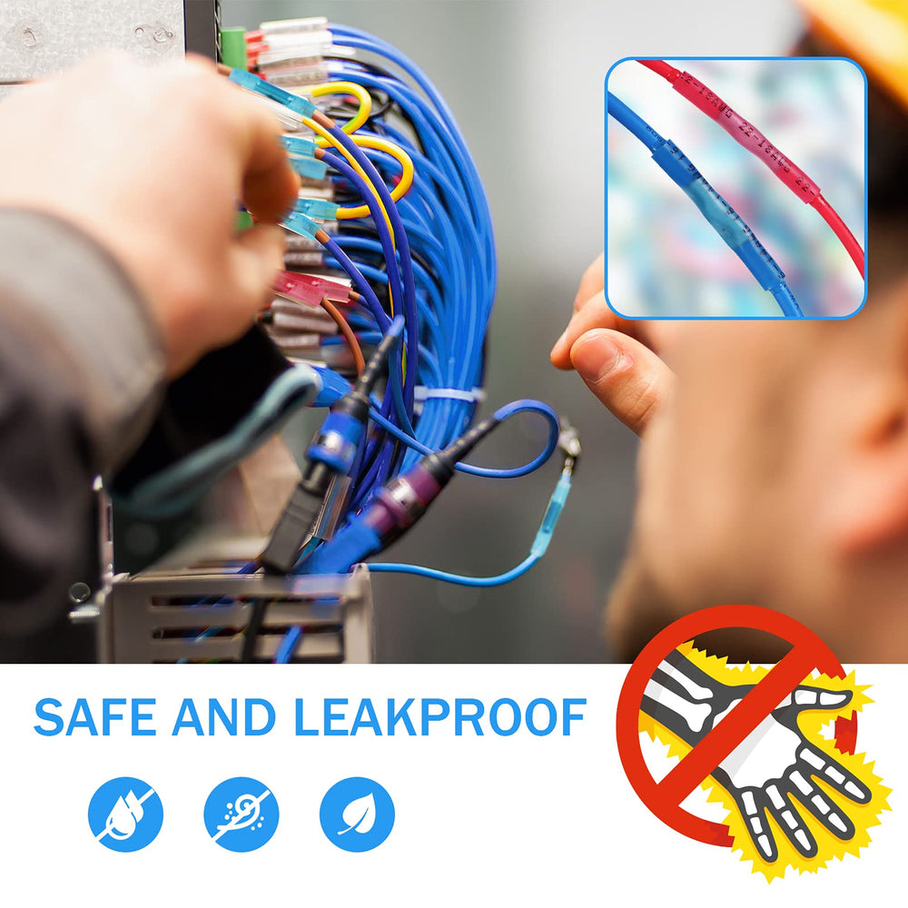 130PCS Heat Shrink Butt Connectors, 4 Sizes Insulated Waterproof Wire Connector kit, Tinned Copper Electrical Crimp Connectors for Automotive Marine Boat Truck Stereo Joint