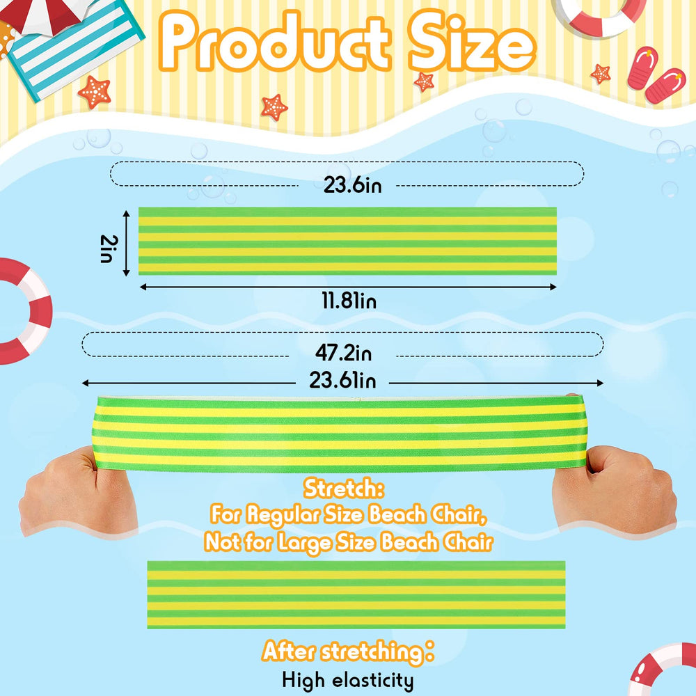 8 Pack Towel Bands for Beach Chairs Cruise Towel Clips for Lounge Beach Pool Chairs Towel Strap Holder Elastic Windproof for Summer Pool Hawaiian Christmas Beach Accessories (Stripe Style)