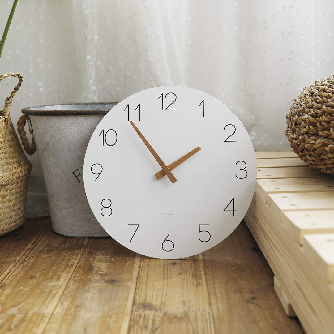 Flatwood Wall Clock,12 Wood Wall Clock Non-Ticking Sweep Movement Decorative Wall Clock Battery Operated Wall Clock for Home Living Room Kitchen Bedroom Office School (Wood)
