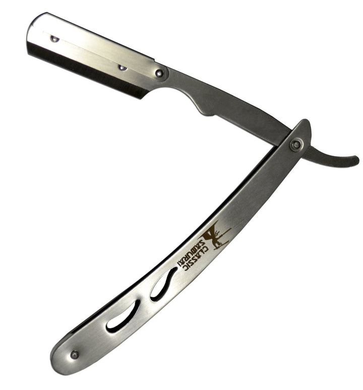 CS-102 Stainless Steel Professional Barber Straight Edge Razor with 100 Lord Single Edge Razor Blades (Silver Metal)