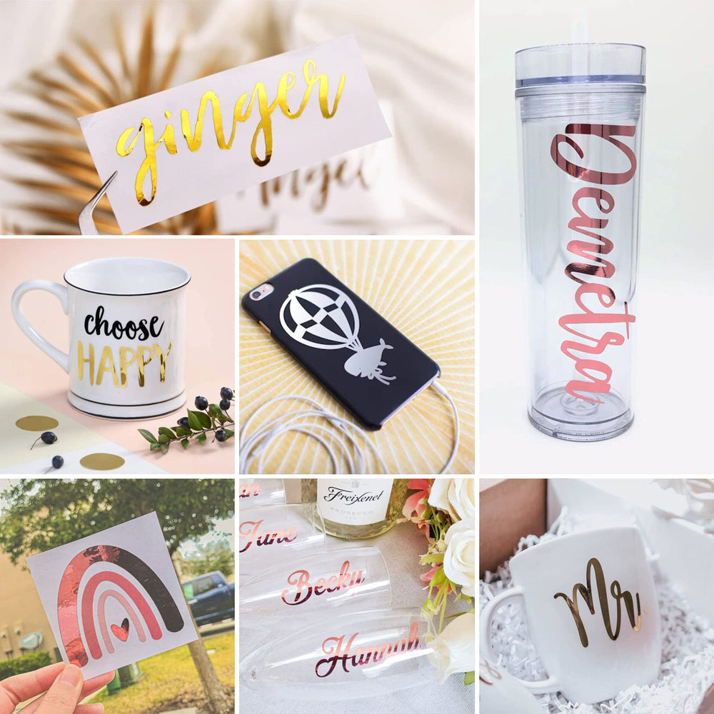 Rose Gold Metallic Vinyl - 12 x 10FT Matte Rose Gold Vinyl for Cricut - Easy to Weed & Transfer Rose Gold Permanent Vinyl Roll
