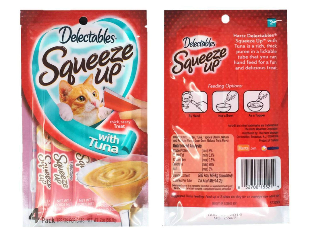 Delectables Squeeze Up Cat Treats Variety 6 Pouch Bundle of 3 Flavors; 2 Pouches of Each (Tuna, Chicken, Tuna & Shrimp; 2.0 oz Each)