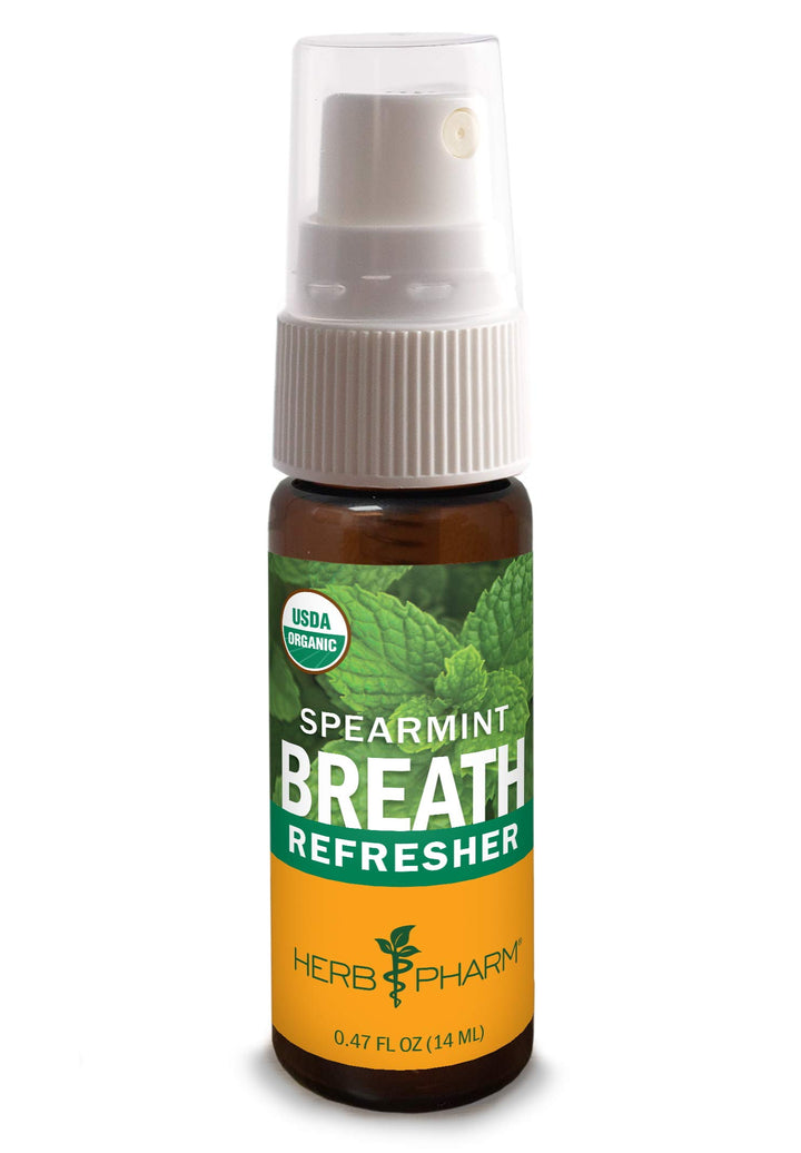 Breath Refresher Certified Organic Herbal Fresh Breath Spray with Spearmint Essential Oil - 1/2 Ounce