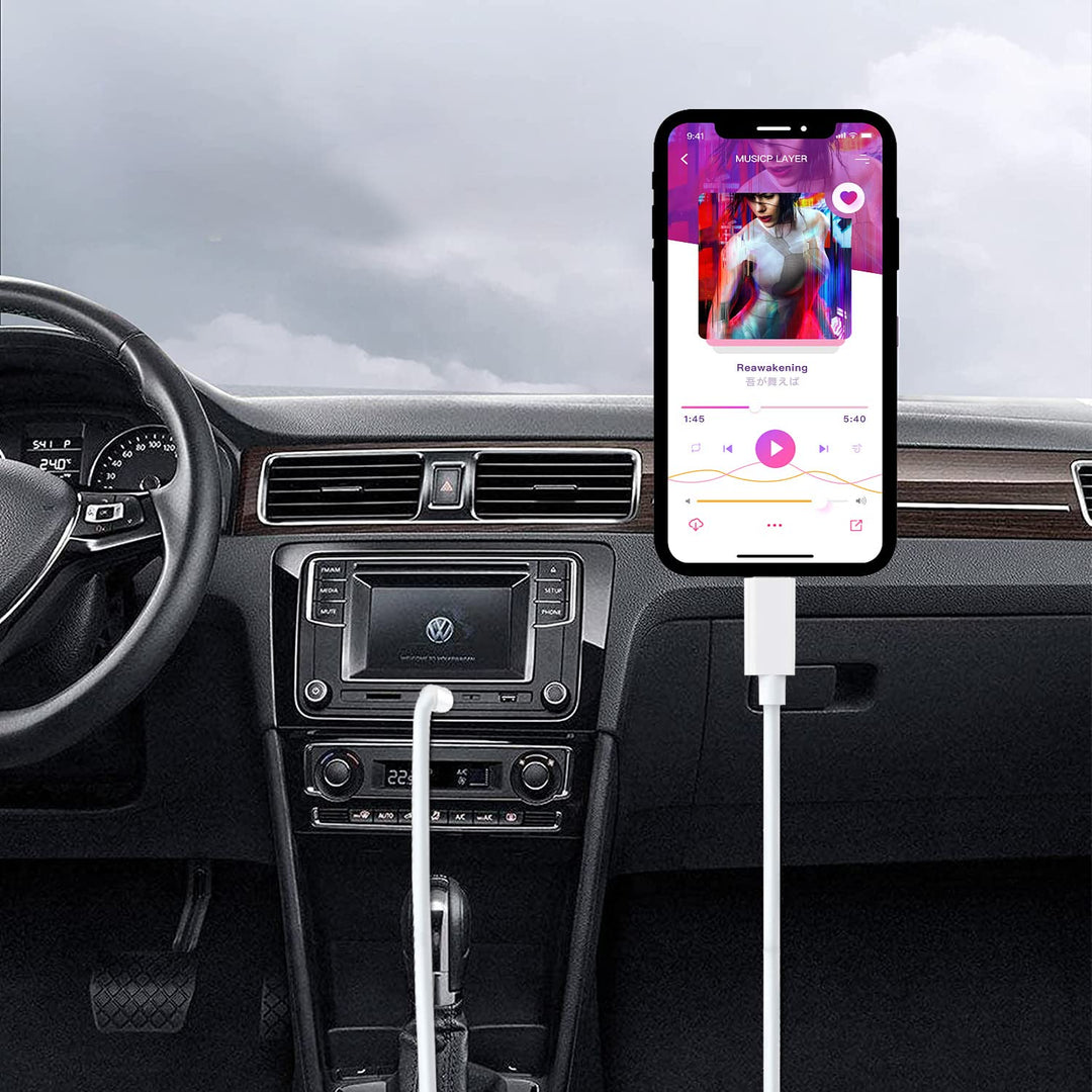 Lightning to 3.5mm Aux Cable, Apple MFi Certified Headphone Audio Jack Cord Compatible with iPhone 14 13 12 11 XS XR X SE 8 7 6 5 iPad/iPod to Car Stereo, Speaker, 2Pack (White)