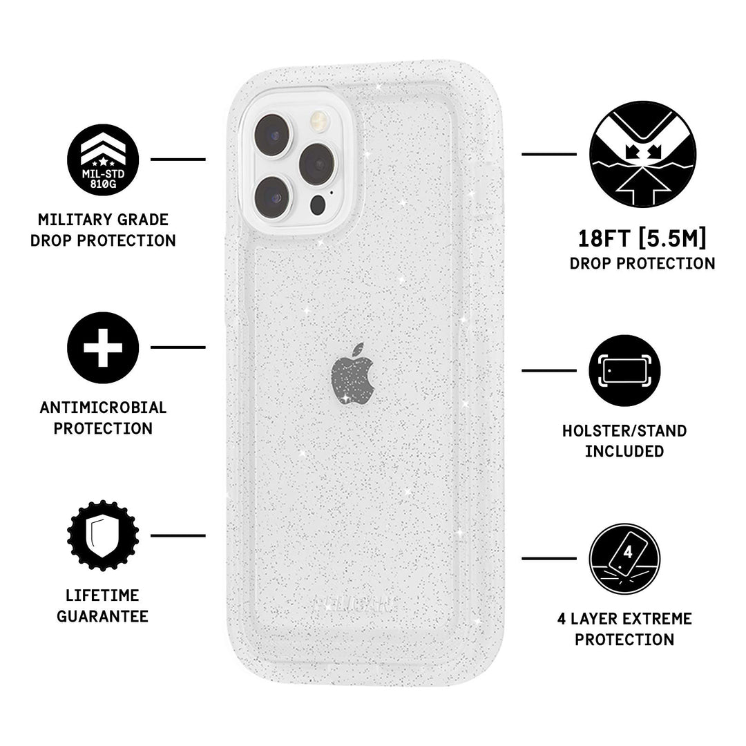 - VOYAGER Series - Case for iPhone 12 Pro Max (5G) - Military Drop Protection - Holster - 6.7 Inch - Clear