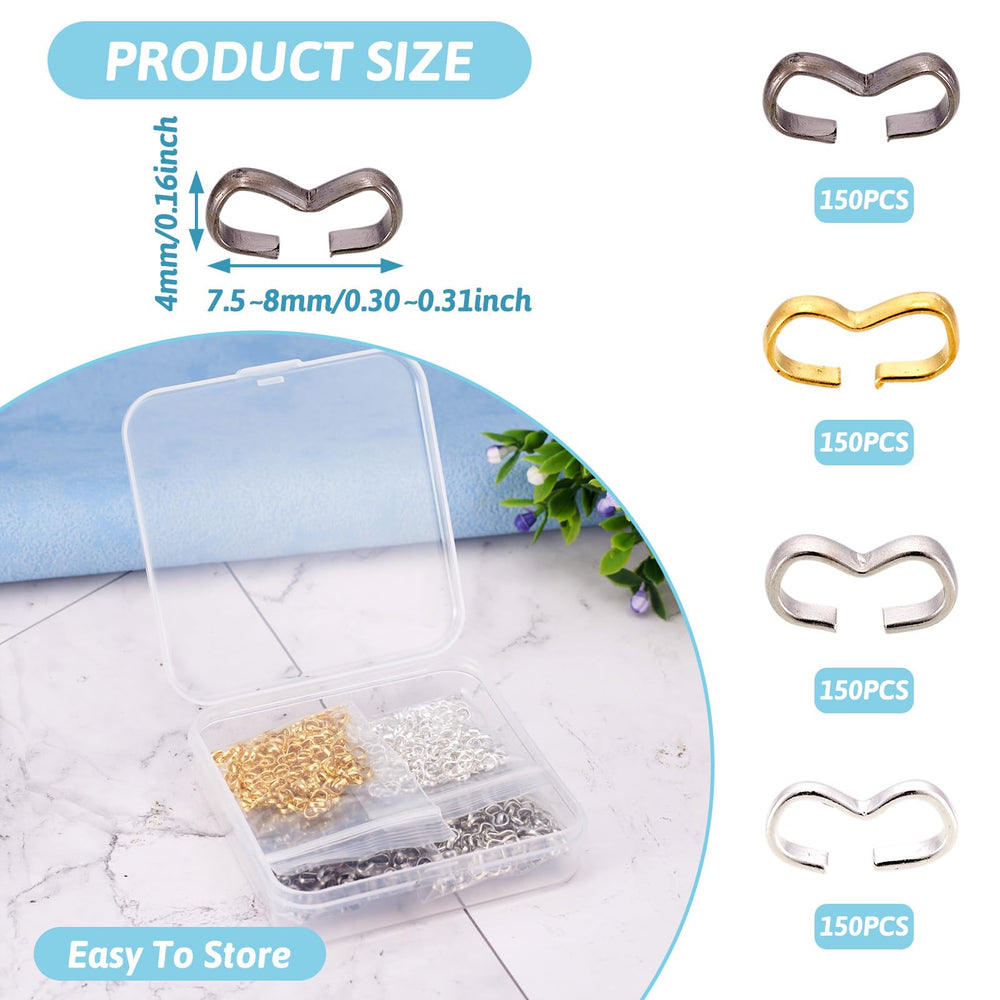 Pandahall 600pcs Iron Quick Link Connectors Number 3 Shaped Clasps Charm Knot Chain Clasp for Bracelet Necklace Jewelry Making