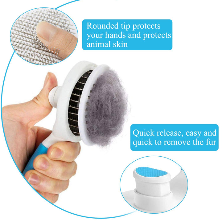 Cat Brush for Shedding, Self Cleaning Slicker Brush - Skin Friendly Deshedding Grooming Tool for Dogs Cats Rabbit Massage Removes Loose Undercoat