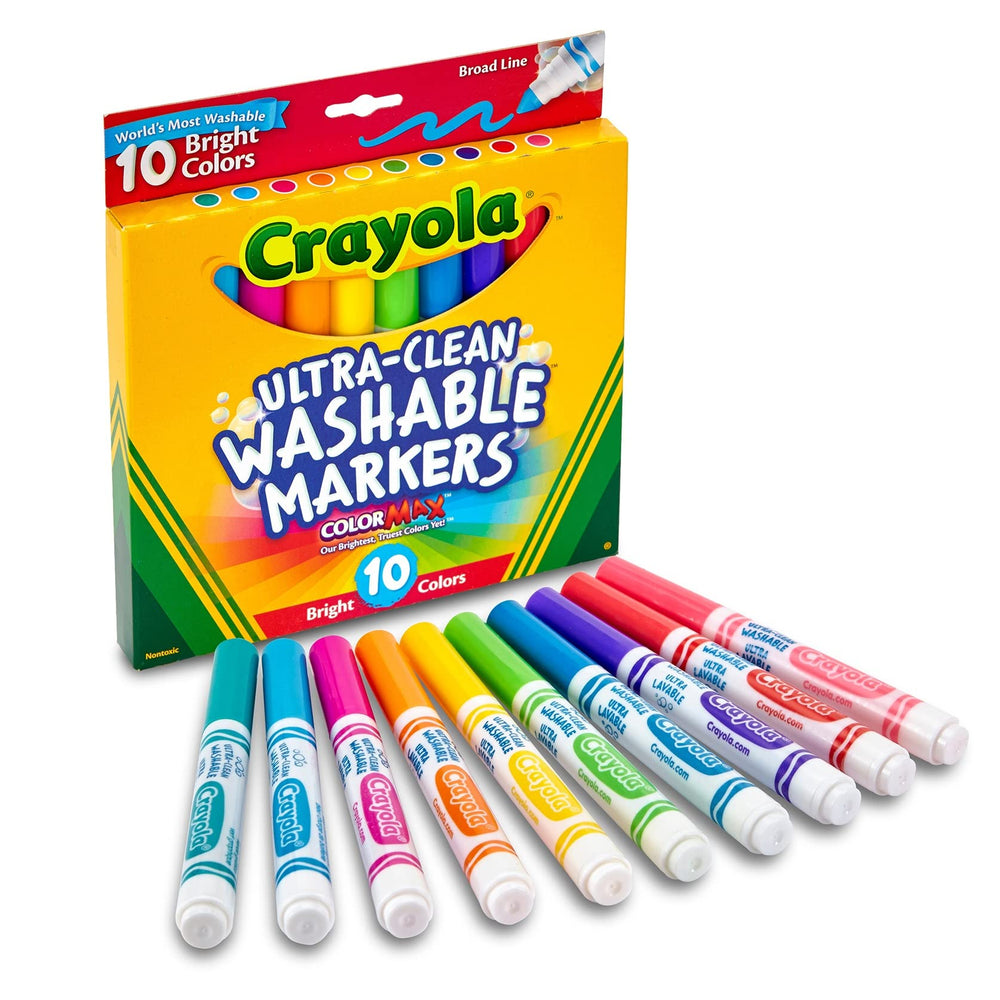 Ultra Clean Washable Markers (10 Count), Broad Line Markers For Kids, Great For Crafting & School Supplies, Nontoxic