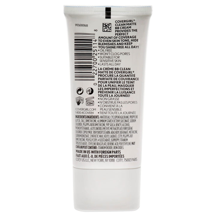 Clean Matte BB Cream Medium 540 For Oily Skin, 1 oz