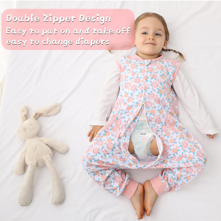 Toddler Sleep Sack, Sleep Sack 2t-3t, Sleep Sack Baby Wearable Blanket, Sleeping Bag Toddler Baby Sleep Sacks with Feet, Sleeveless Soft Toddler Sleeping Sack Rose