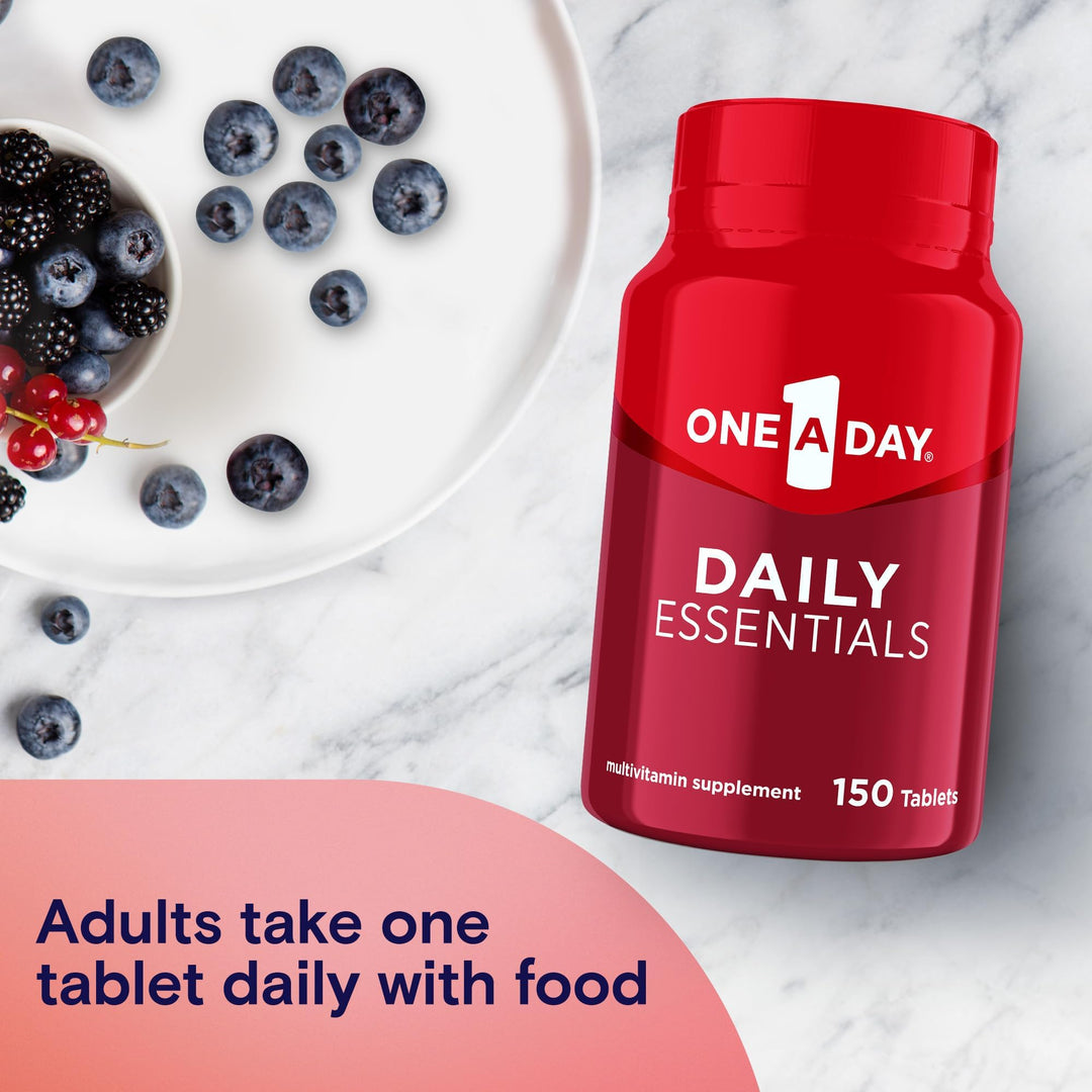 Daily Essentials, Multivitamin for Women & Men, Supports Healthy Brain and Muscle Function and Immune Health, Adult Multivitamin with Vitamin D, E and Vitamin B12, 150 Count