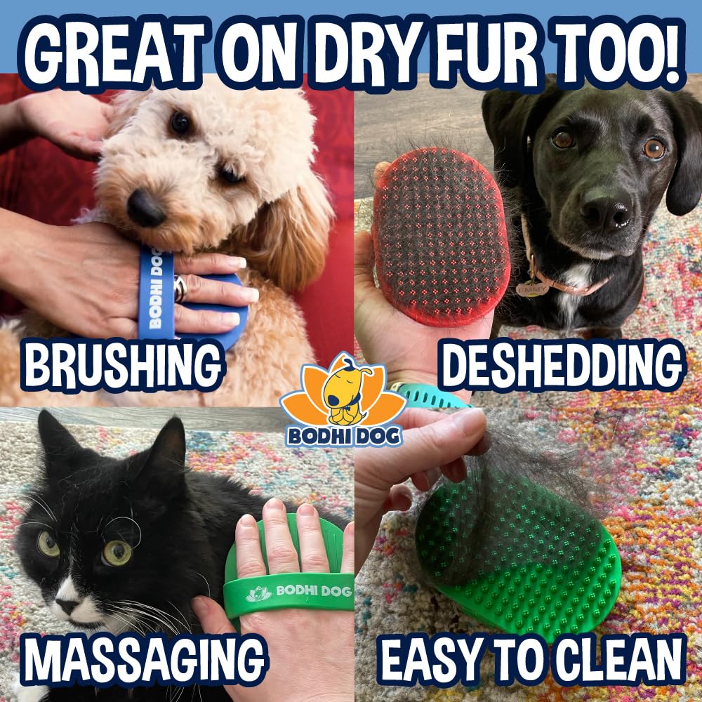 Shampoo Brush - Pet Grooming & Bath Supplies for Cats and Dog - Bath Brush for Long & Short Hair - Premium Scrubber for Shower, Bathing & Massage (One Pack, Blue)