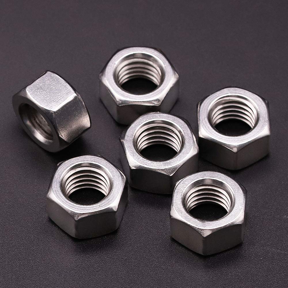 UNC 1/4-20 Hex Nuts Stainless Steel Hex Nuts 304 Stainless Steel Full Thread Nuts, 50 pcs