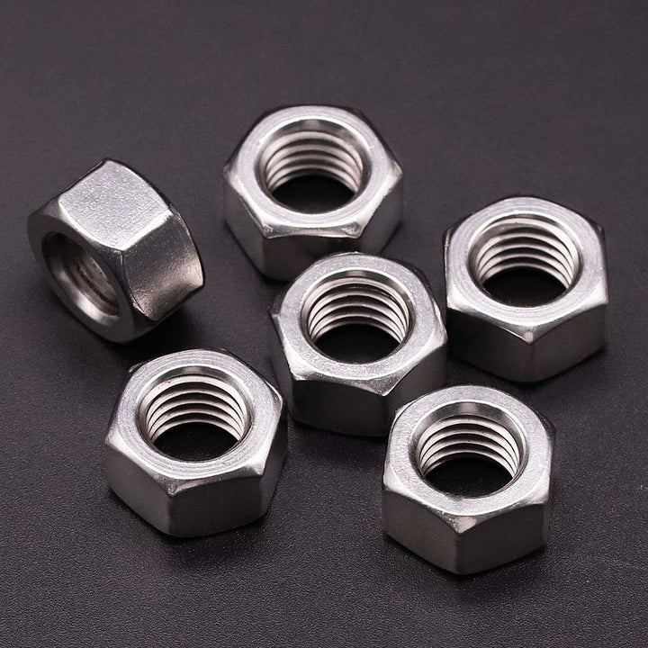 UNC 1/4-20 Hex Nuts Stainless Steel Hex Nuts 304 Stainless Steel Full Thread Nuts, 50 pcs