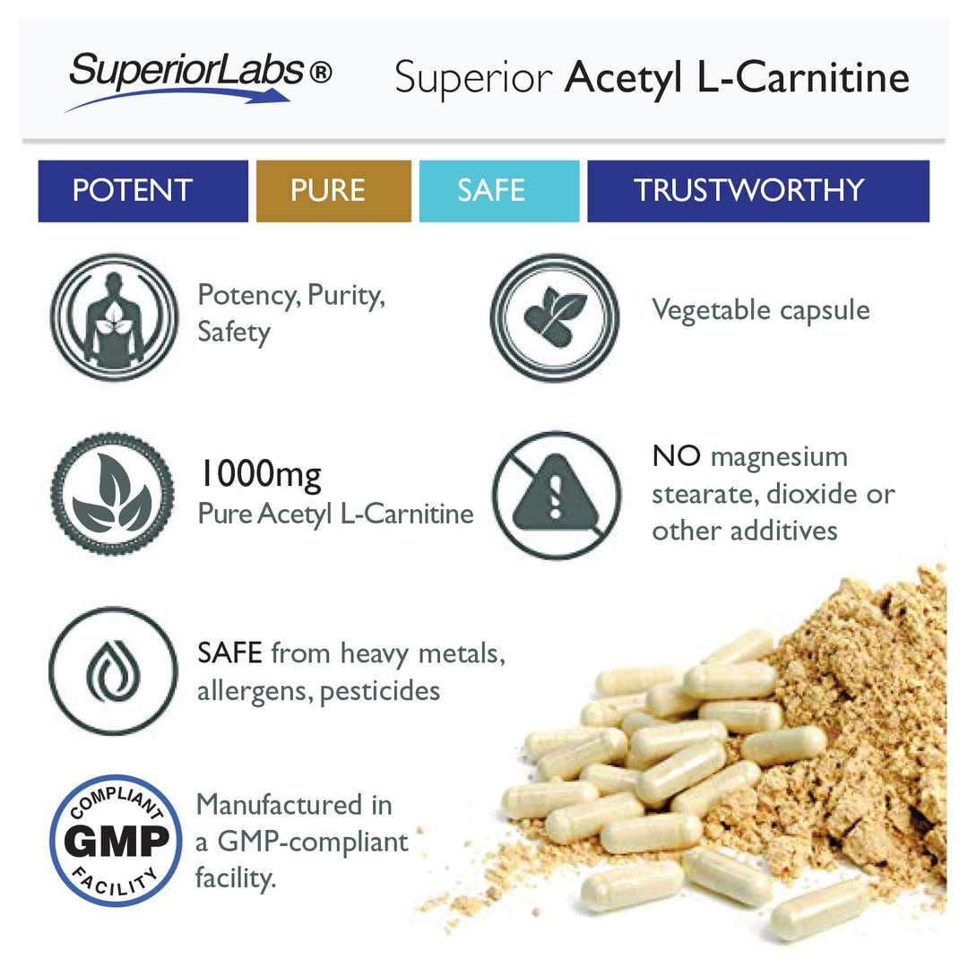 | Acetyl L-Carnitine 1000mg | 200 caps | Maximum Absorption | Pure Vegetable Capsules | Zero Synthetic Additives | Superior Absorption