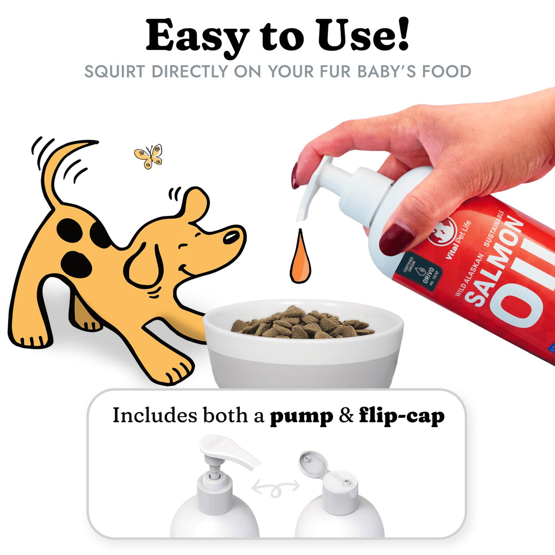 Salmon Oil for Dogs & Cats - Healthy Skin & Coat, Fish Oil, Omega 3 EPA DHA, Liquid Food Supplement for Pets, Supports Joint & Bone Health, Natural Allergy & Inflammation Defense, 16 oz