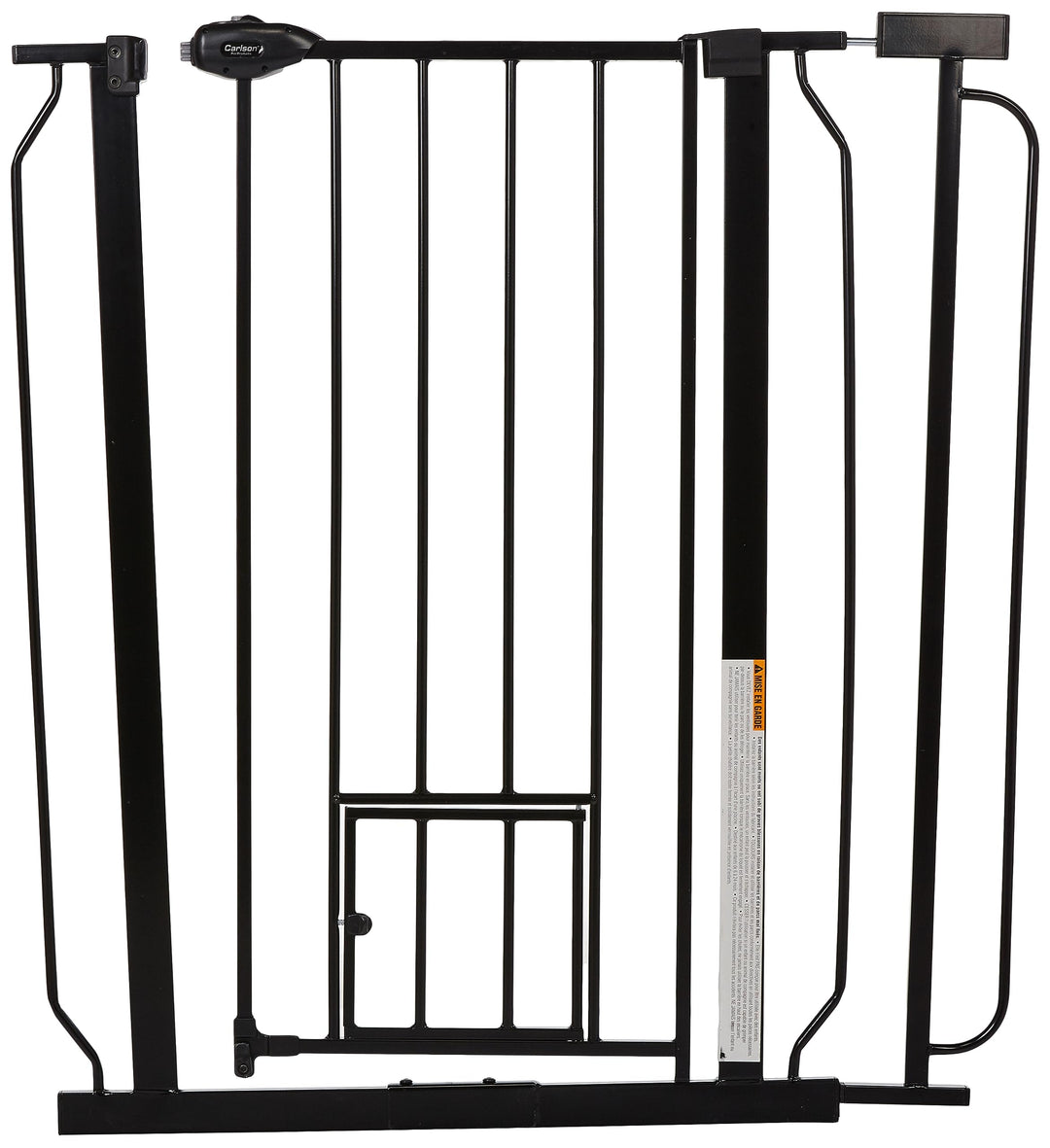 Carlson Extra Tall Walk Through Pet Gate with Small Pet Door, for Openings 29-39 Wide,Includes 4-Inch Extension Kit, 4 Pack Pressure Mount Kit and 4 Pack Wall Mount Kit, Black