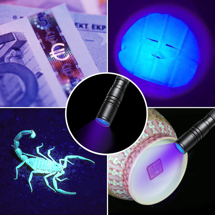 UV Flashlight, LED 395nm Ultraviolet Flashlight, Zoomable Pen Blacklight Flashlight IP54 Waterproof Detector for Pet Urine, Cat Dog Stains, Bed Bug, Household Wardrobe Toilet