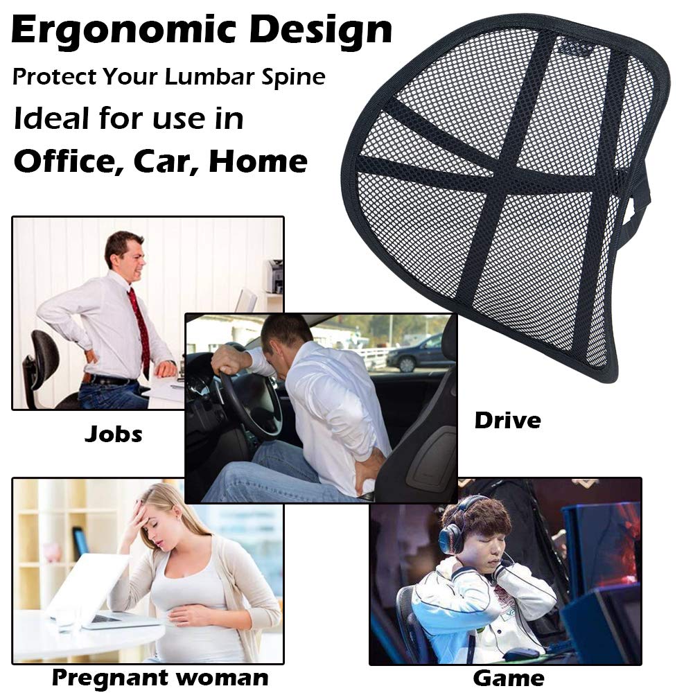 Lumbar Support, Car Back Support Mesh Double Layers Ergonomic Designed for Comfort and Lower Back Pain Relief - Car Seat Lumbar Support for The Driver, Office Chair, Wheelchair