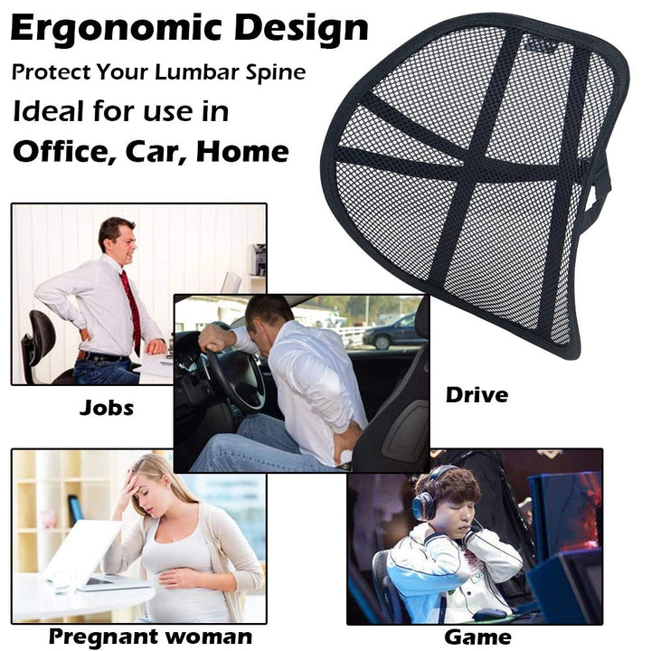Lumbar Support, Car Back Support Mesh Double Layers Ergonomic Designed for Comfort and Lower Back Pain Relief - Car Seat Lumbar Support for The Driver, Office Chair, Wheelchair