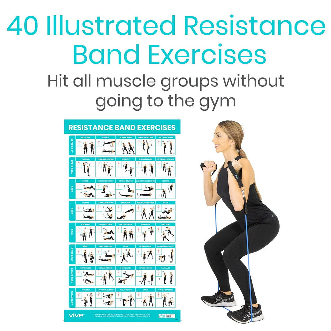 Yoga Poses + Stretching Exercises + Resistance Band Workouts Poster for Home Gym (3 Pack) - 149 Illustrations for Flexibility, Strength, Core, Exercising, Pilates Mat - Work Chart Set, Laminated 30 x 17