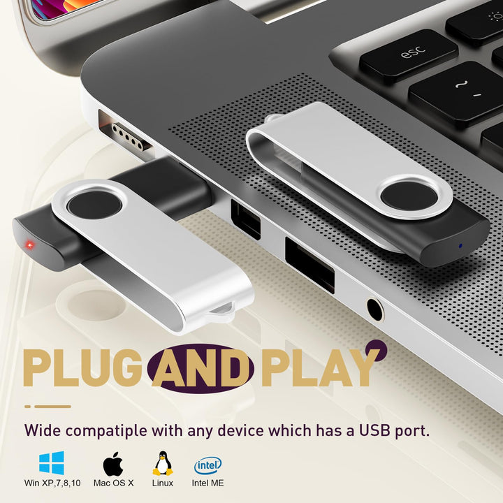 USB Flash Drive 512MB 10 Pack Thumb Drives Portable Pen Drives, Bulk USB 2.0 Memory Sticks Small Capacity 512 MB Zip Drive, Swivel Pendrive Black Jump Drives for Embroidery Sewing Machine