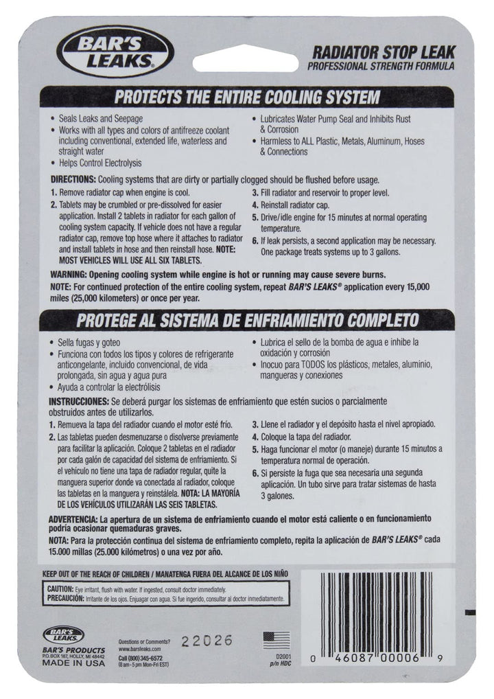 Bar's Leaks HDC Radiator Stop Leak Tablet - 60 Grams, Brown