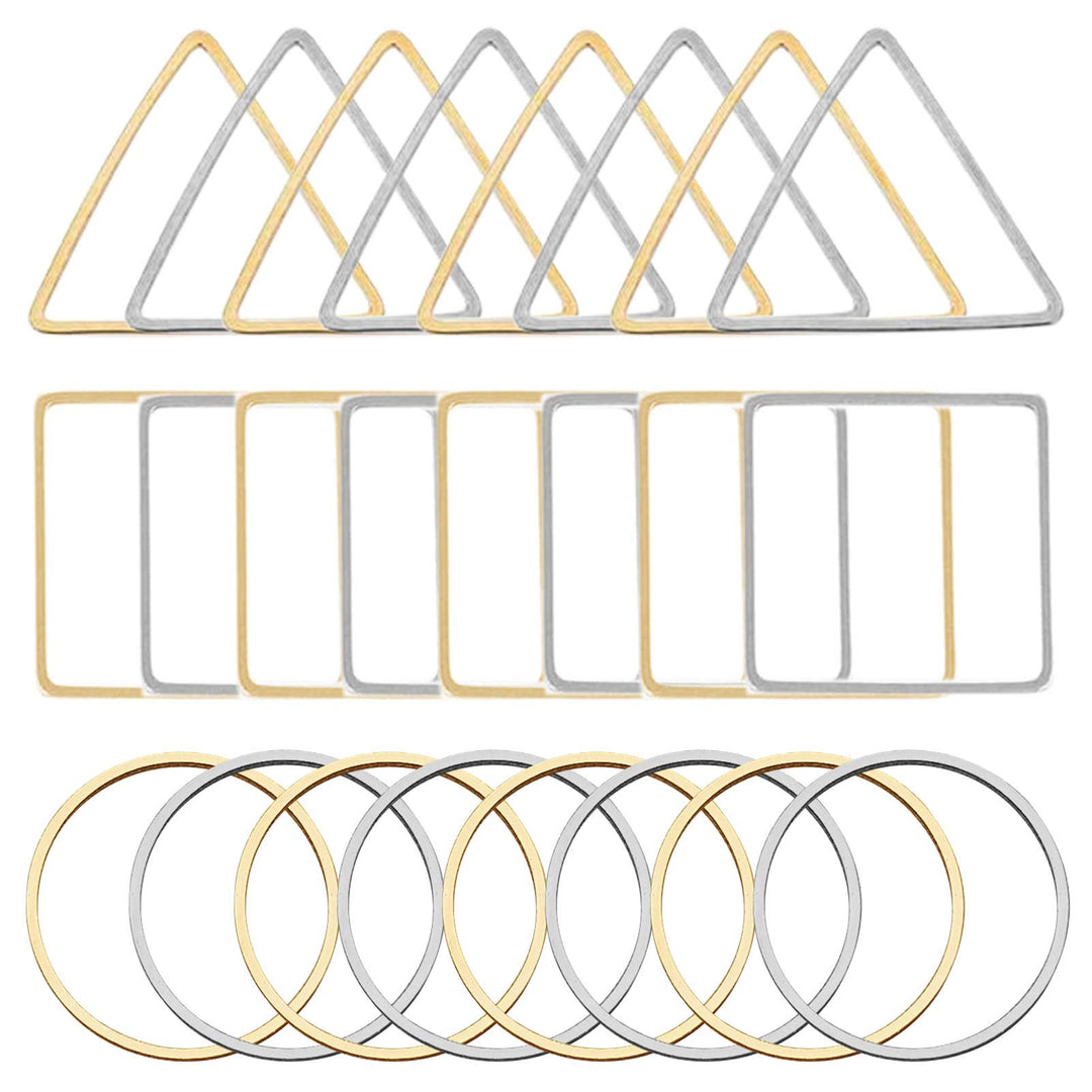 60pcs Earrings Beading Hoop Earring Finding Geometric Pendant Connector Round Hoop Earring for Jewelry Making DIY Crafts Art Creation Women Gift(Triangle & Square & Circle)