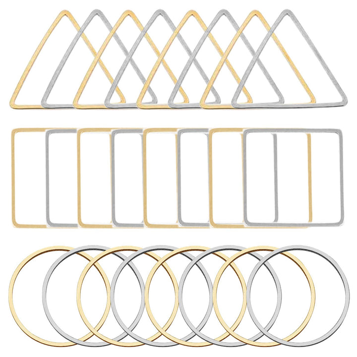 60pcs Earrings Beading Hoop Earring Finding Geometric Pendant Connector Round Hoop Earring for Jewelry Making DIY Crafts Art Creation Women Gift(Triangle & Square & Circle)