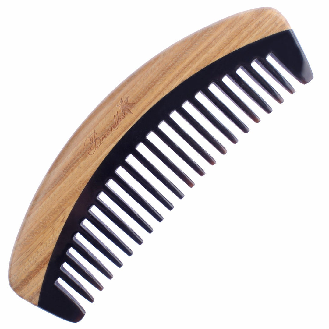 Hair Comb - Wide Tooth Wooden Detangling Comb for Curly Hair - No Static Sandalwood Buffalo Horn Comb for Men and Women