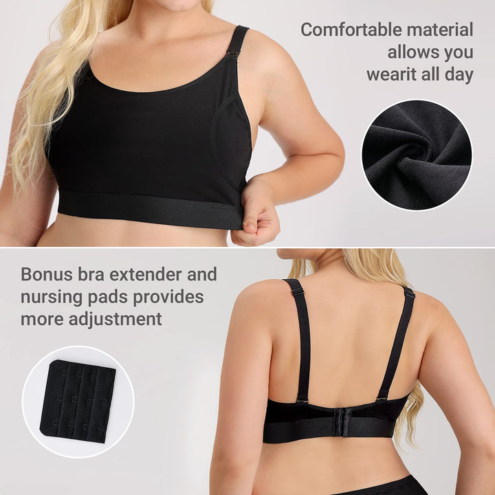 Pumping Bra, Pumping Bra Hands Free 2 Pack Comfortable All Day Wear Pumping and Nursing Bra in One Holding Breast Pump for Spectra, Lansinoh, Medela