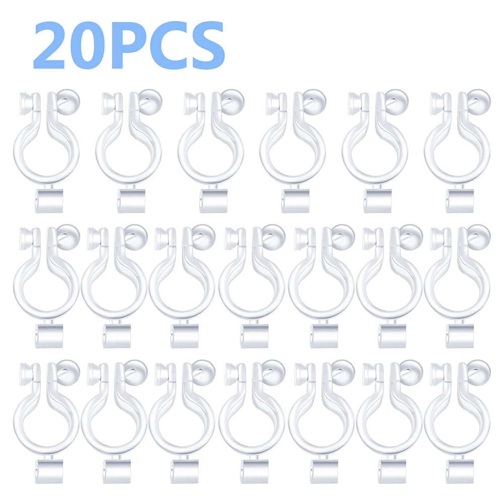 20pcs Clear Resin Clip-on Earring Converter Components Fit 2 mm Rhinestone Non-Pierced Earring Studs Findings Replacement for Women Men Girls DIY Jewelry Making, 14 mm x 7.4 mm