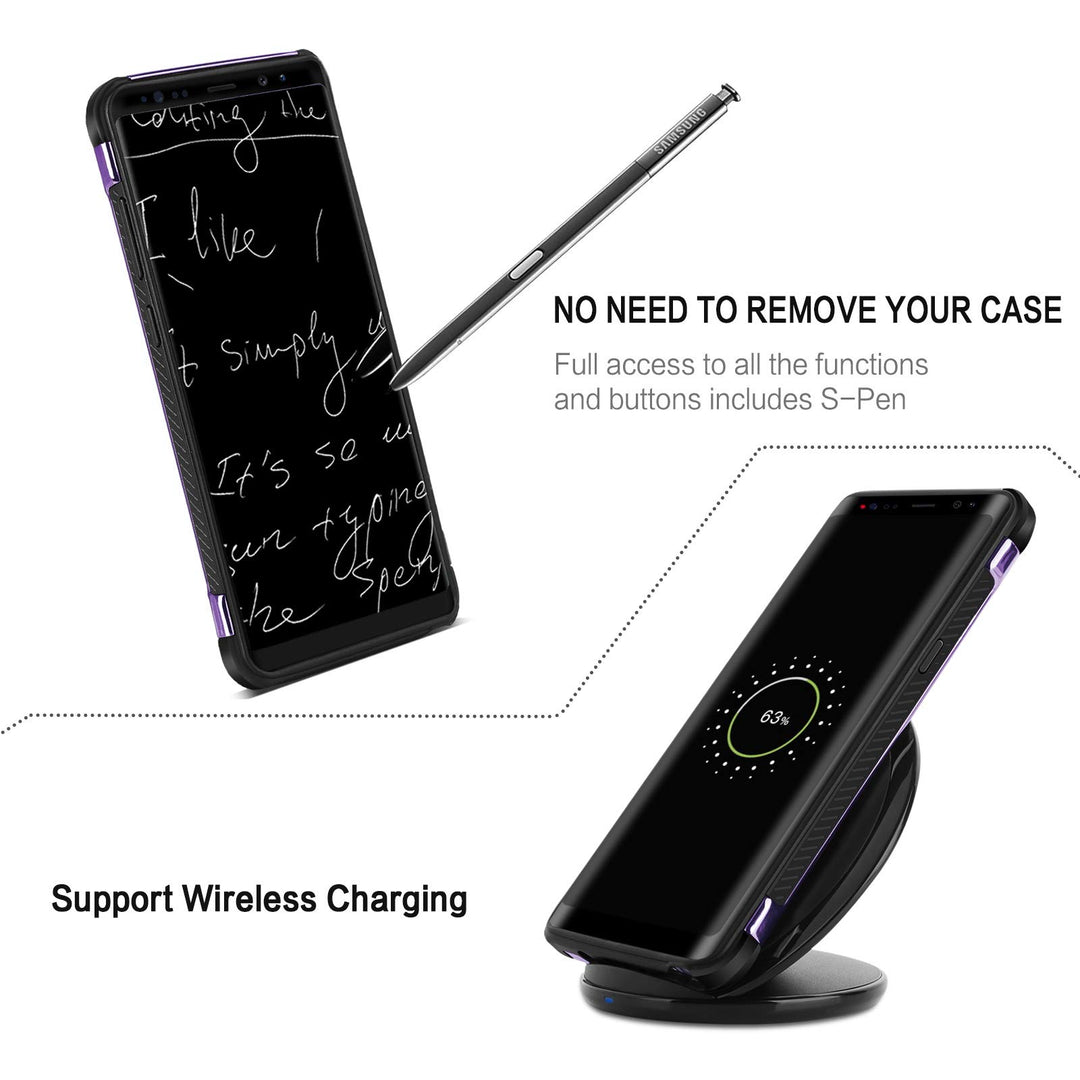 for Samsung Galaxy Note 8 Case, Slim Fit Glow in The Dark 2 in 1 Heavy Duty Rugged Hybrid Soft TPU Bumper Hard PC Shockproof Protective Cases for Samsung Galaxy Note 8 6.3, Purple Nebula