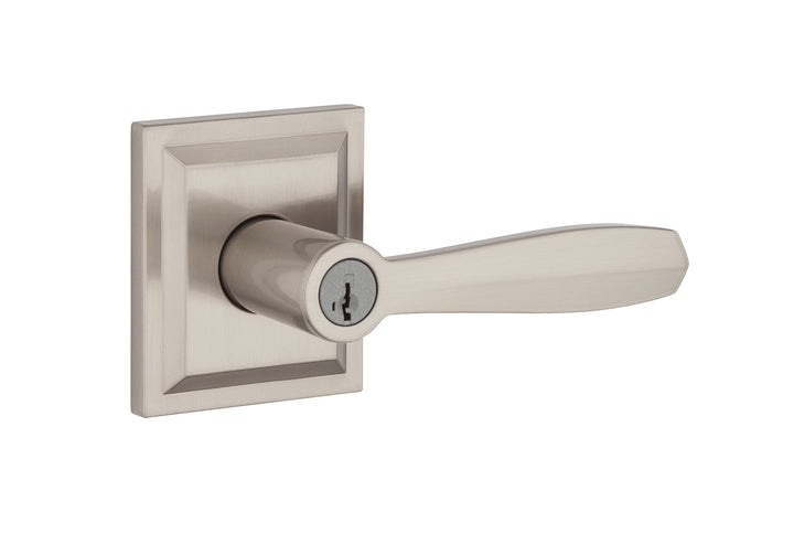 Torrey, Entry Door Handle Reversible Lever with Keyed Lock Featuring SmartKey Re-key Technology and Microban Protection, in Satin Nickel
